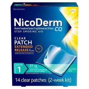 lot 37632 image: NicoDerm CQ Stop Smoking Aid Clear Patches Step 1 - 14ct