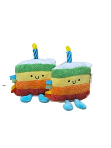 lot 37637 image: Rainbow Birthday Cake Plush Stuffed Toys - Set of 2