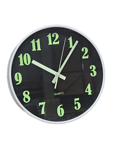 lot 37645 image: Round Quartz Wall Clock with Glow-in-the-Dark Numerals
