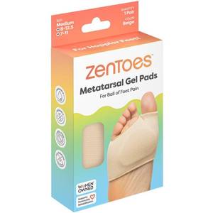 lot 37669 image: ZenToes Fabric Metatarsal Sleeve with Gel Cushion for Ball of Foot Pain Relief - 1 Pair - Beige