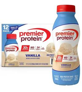 lot 39071 image: 24-Pack Premier Protein Shake, Vanilla, 30g Protein, 11.5 fl oz (Best By 12312026) - Retail $61