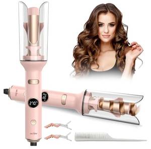 lot 39074 image: Sejoy Automatic Hair Curler, Professional Anti-Tangle Auto Curling Iron with 5 Temperatures & Timers & LED Display (Pink)