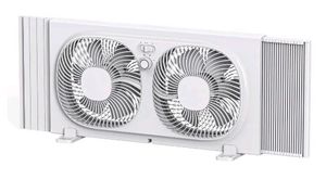 lot 40621 image: Mainstays 9 3-Speed, Reversable Twin Window Fan, White (Right Fan Does Not Work,)