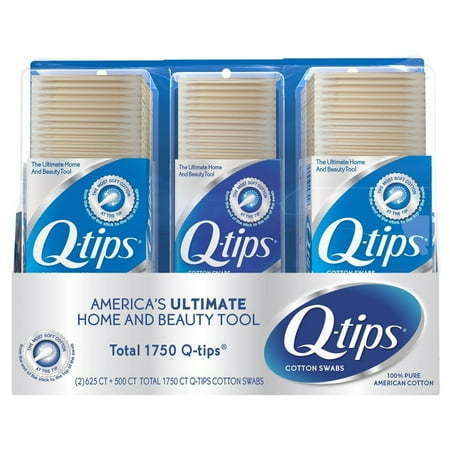 lot 42047 image: Q-tips Cotton Swabs (625 Count 2 Pack 500 Count 1 Pack)