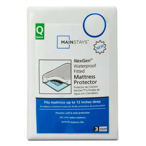 lot 37684 image: Mainstays NexGen Waterproof Fitted Mattress Protector  Queen