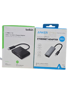 lot 37697 image: Belkin USB-C to VGA  Charge Adapter & Anker USB-C High-Speed Ethernet Adapter Bundle