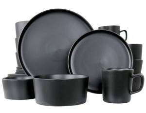 lot 39084 image: Elama Luxmatte Black 20-Piece Dinnerware Set - Retail $79