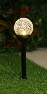 lot 40657 image: Mainstays Solar Powered Black LED Landscape Crackle Glass Ball Path Light, 3 Lumens