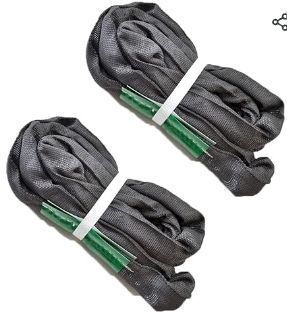 lot 42088 image: Black Spanset Round Slings 2-Pack 5300lb for Aerial Hoop Rigging polyester sling for Yoga Hammock Aerial Silks Wrap Over Tree Limbs or Beams