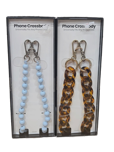 lot 37756 image: Phone Crossbody Straps Set of 2 - Wood Bead and Tortoise Chain