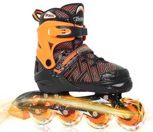 lot 37779 image: Adjustable Inline Skates for Kids Boys & Girls, Blue Black Red with Light up Wheels, Youth Blade Roller Skating for Beginners Ages 3-15