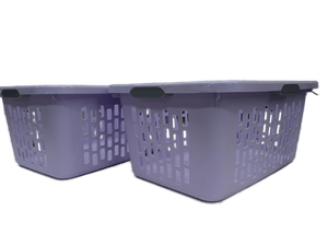 lot 40664 image: 2 Pack Sterelite Purple Laundry Baskets