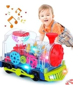 lot 40672 image: Light Up Train Toys for Toddler,Interactive Autism Sensory Toys with Colorful Moving Gears, Music and LED Light,Fun Crawling Infant Tummy Time Toys for Kids Boys Girls 6-12-18-36 Months