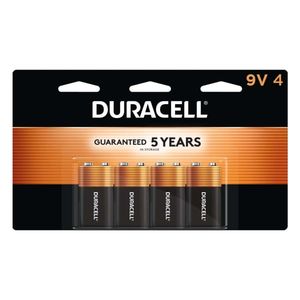 lot 37796 image: Duracell Coppertop 9V Batteries - 4pk Alkaline Battery Household Single-Use, 9.000V