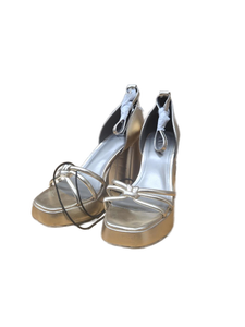 lot 37854 image: Gold Metallic Platform Block Heel Sandals Size 7.5