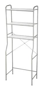 lot 37864 image: Mainstays Over-the-Toilet 3-Shelf Steel Storage Unit with Liners, Satin Nickel