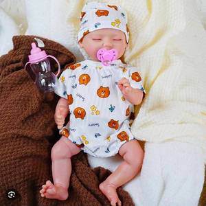 lot 40709 image: Lifelike Reborn Baby Doll, 17 Inch Sleeping Realistic Newborn Interactive Baby Dolls Silicone Full Body Soft Vinyl with Clothes Feeding Accessories, Gift Set Toy for Kids Toddler Age 3
