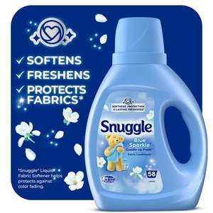 lot 40714 image: Snuggle Liquid Fabric Softener  Blue Sparkle  39.4 oz  58 Loads