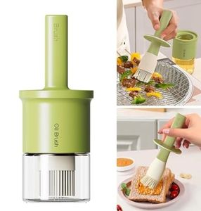 lot 40723 image: YARRAMATE 300ml 10oz Oil Dispenser with Brush - Glass Oil Bottle for Kitchen with Silicone Heat Resistant Basting Brush - Cooking Brush for Vinegar Sauce BBQ Grill Frying - Green