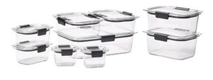 lot 40743 image: Rubbermaid Brilliance Food Storage Containers, 18 Piece Set, Leak-Proof, BPA Free, Clear Tritan Plastic, Food Storage