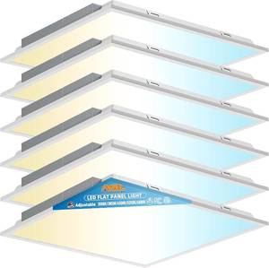 lot 171338 image: Retails for $170 Allsmartlife 2x2 LED Flat Panel Lights for Drop Ceiling 6-Pack, 40W4998LM Triac Dimmable, 5CCT 3000K-3800K-4500K-5000K-6000K, IP42, 2Ftx2Ft Back-Lit Recessed Troffer Light Fixtures, ETL