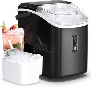 lot 271322 image: Retails for $180 Nugget Ice Maker Countertop with Handle, Chewable Pellet Ice Maker with Self-Cleaning, 35.5Lbs24Hrs, Ready in 6 Mins, Portable Sonic Ice Maker with Basket & Scoop for Home, Party, Camping, Black