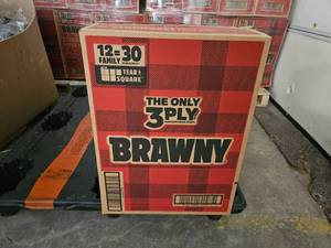 lot 111 image: Case. Brawny TEAR A SQUARE. 12 FAMILY ROLLS  30 REGULAR ROLLS. $$$$$$