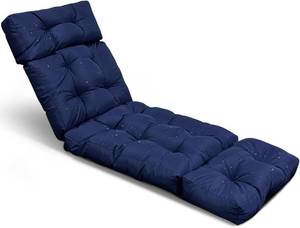 lot 3129 image: Outdoor Lounge Chair Cushion Waterproof Nave Blue Chaise Lounge Chair Cushions Replacment with Ties Non-Slip Folding Recliner Cushion for Indoor and Outdoor 75x24x3.9 Inch
