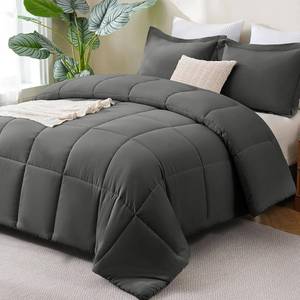 lot 3133 image: CozyLux King Size Comforter Set - Dark Grey Bedding Sets for All Seasons Size, 3 Pieces Box Stitched Bed Set with 1 Down Alternative Comforter and 1 Pillow Shams, Soft, Lightweight, Durable
