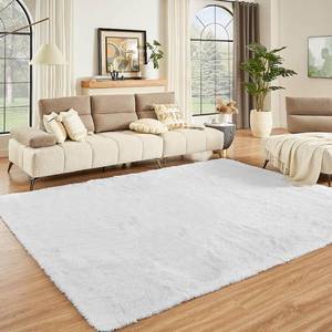 lot 3137 image: Floralux 6x9 Rugs for Bedroom, White Shag Rug for Living Room, Ultra Soft Fluffy Carpet, Non-Slip Indoor Floor Carpets for Kids Room, Playroom, Home Decor Aesthetic