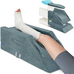 lot 3140 image: KingPavonini 4-Height Adjustable Leg Elevation Pillows for After Surgery with Ergonomic Curve, Memory Foam Wedge Pillow for Legs Swelling and Pain Relief, Knee Replacement Recovery Aids (Single Leg)