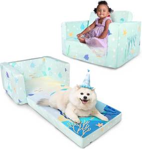 lot 3155 image: Kids Couch, 2-in-1 Toddler Sofa Fold Out, Soft Toddler Chair for Boys and Girls, Convertible Sofa to Lounger- Ideal for Napping, Reading, and Playing