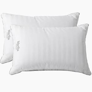 lot 3159 image: Martha Stewart Hotel Collection Bed Pillows 100% Cotton 500 Thread Count Damask Stripe Embroidered King Size 1 each
