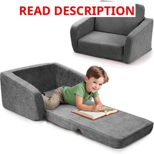 lot 3167 image: ZICOTO Comfy Kids Chair for Toddler - Stylish 2 in 1 Lounger Made of Memory Foam Easily Unfolds Into a Soft Baby Couch to Nap On - Modern Fold Out Sofa for the Little Ones Green