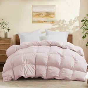 lot 3168 image: Joysoul Queen Size Down Comforter - All Season Ultra Soft Goose Down & Feather Fiber Fill, Luxury Hotel Pink Duvet Insert with Corner Tabs (88 X 88)