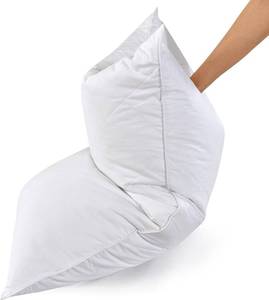lot 3170 image: Three Geese White Goose Feather & Cotton Pillows QueenStandard Size Set of 2 - Soft 600 Thread Count 100% Cotton, Medium Firm, Soft Support, White Solid