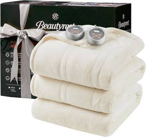 lot 3173 image: $103 Beautyrest Heated Blanket, Electric Blanket, Soft, Warm, Reversible Plush - Sherpa Heating Blanket with 20 Heat Settings, 1-10 hrs Timer Auto Shut Off, Machine Washable, Queen (90 inx84 in), Ivory