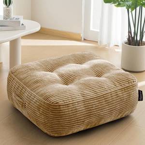 lot 3179 image: HIGOGOGO 8 Extra Thick Floor Pillow Cushion for Adults, Meditation Cushion Pillow, Large Square Floor Sitting, Tufted Corduroy Cover, for Tatami Living Room or Yoga, 22x22 Inch, Coffee