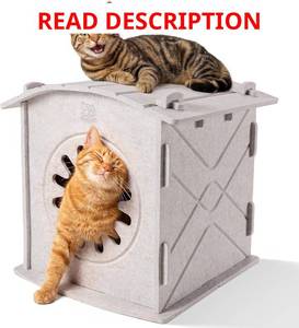 lot 3207 image: Cat Houses for Indoor Cats Felt Cat House Cave Cathouse, Scratch-Resistant Warm Insulated Covered, Hideaway Tent for Anxiety Relief Gift. Color is BlueGrey