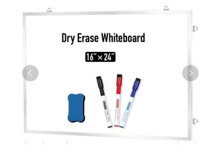 lot 3217 image: DumanAsen Whiteboard, 16 x 24 inches Magnetic Dry Erase Whiteboard for Wall, Portable Presentation Board for Home, Office, Including Markers, Eraser and Hanging Hardware