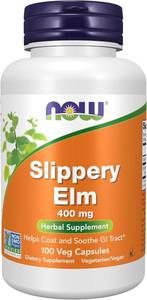 lot 3283 image: NOW Supplements, Slippery Elm (Ulmus rubra) 400 mg, Herbal Supplement, 100 Veg Capsules 92027