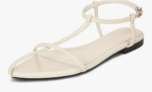 lot 3299 image: Athlefit Flat Sandals for Women Comfortable Buckle Strappy Sandals Pointed Open Toe Ankle Strap Sandals 9.5