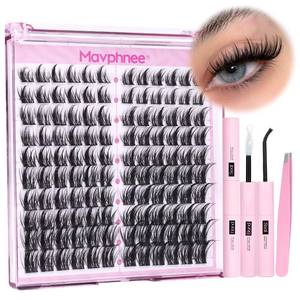 lot 3388 image: Natural Lash Clusters Kit Spiky Cluster Eyelash Extension Kit 120 Pcs CC-Curly Eyelash Clusters 10-16MM Wispy Individual Lashes Kit with Lash Bond and Seal and Eyelash Tweezers by Mavphnee