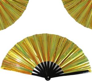 lot 3395 image: Boots on The Ground Fan,2025 New Large Holographic Folding Hands F an Line Dance Popping Fans,Boots on The Ground Hand Fan,Folding Hand Classic Style Fans Bamboo Ribs Hands Held Chinese (Yellow)
