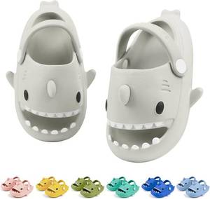 lot 3441 image: Toddler Shark Cloud Slides  Kids Shower Sandals  Boys Girls Cute Cartoon Fish Flip Flops  Beach Pool Home Slippers Shoes  Quick Dry Non-Slip 12.5