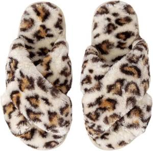 lot 3448 image: Womens Cross Band Fuzzy Slippers Fluffy Open Toe House Slippers Size 910
