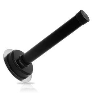 lot 3304 image: Suiwotin 1pc 5 Inch Door Stops, Self Adhesive Long Door Stopper, Stainless Steel Sound Dampening Door Stop, Wall Mount Screw Doorstop with Rubber Bumper (Black)