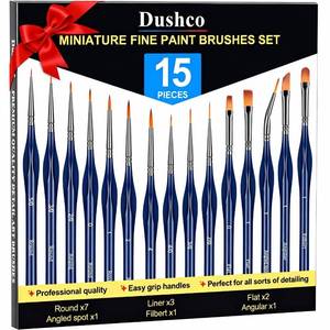 lot 3322 image: Detail Paint Brushes Set - 15pcs Miniature Paint Brushes, Art Painting for Acrylic Watercolor Gouache Oil & Face Painting, Models, Craft, Figurine and Paint by Number Kit for Adults (Deep Blue)