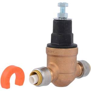 lot 3327 image: Cash Acme EB45 Pressure Regulating Valve with Disconnect Clip, Direct, 12 Inch Push to Connect, Poly Top, 60 PSI, Compatible with SharkBite, PVA08P-DSB-60