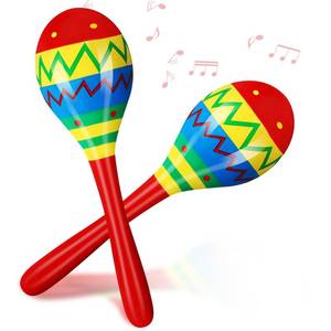 lot 3332 image: Relaxgiant 7.87 Inches Fiesta Wooden Maracas 2 Pcs Noisemaker for Mexican Fiesta Musical Maracas Party Mexican Birthday Christmas Cinco De Mayo Party(Red)